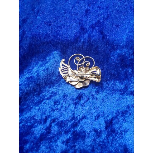 Vintage 1/20 12K Gold filled Faux Pearl Floral Scroll Brooch / Pin / Pendant - Picture 9 of 11